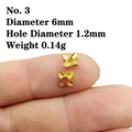 Detalle de capuchón de flor dorada de 6mm para manualidades de joyería DIY en el dedo - N.º 3 (Diám. 6 mm/Agujero 1,2 mm)