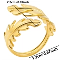 Detailed dimension guide for the adjustable gold leaf ring showing width and diameter - Gold