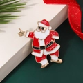 Cute Santa Claus cartoon brooch in red and white enamel for Christmas festive decoration - Style 27