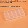 Detailed view of 15-compartment transparent organizer box sized 17.3x10x2.2cm - Integrated Buckle Fixed 15-Compartment (17.4x10x2.2cm)