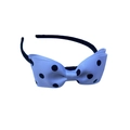 Classic white polka dot bow headband on a thin black band for women and girls - White Black Polka Dot
