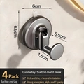 Set of 4 gunmetal grey suction cup hooks for bathroom wall with strong vacuum hold - 4 PCS-Round Hook / Gun Grey