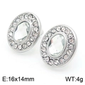Pendientes ovalados vintage en plata con circonitas brillantes y detalles finos - Estilo Ovalado (KE113792-KFC) / Color Acero