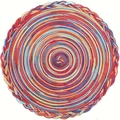 Handcrafted round woven placemat featuring colorful cotton threads and a spiral pattern - 11cm / Twist Rainbow