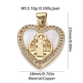 Golden heart-shaped copper pendant with religious relief and white mother-of-pearl base - Ysn015-03 / 18K Gold