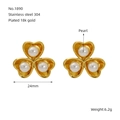 Kleeblatt Perlenohrringe aus 18 Karat vergoldetem Edelstahl für stilvolle Damen - Kleeblatt Perle Stil (1890)
