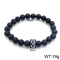 Lava stone bead bracelet with letter G charm, 8mm matte black beads, weighs 19g - Letter G Style (KB122529-Z) / 8mm