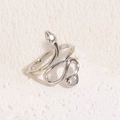 Polished silver snake wrap ring with detailed head design and adjustable fit - Silver Polished Snake