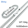 Silver stainless steel keel chain set with necklace and bracelet in 6mm width - 6mm Width Style (KS136863-K)