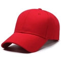 Minimalist red cotton baseball cap with structured crown and curved brim in side view - Adjustable / Red