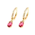 Orecchini placcati oro 18 carati con pietre magenta ovali e micro-zirconi bianchi - Rosa Rosso Ovale