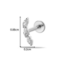 Silver G23 titanium labret stud with three marquise-cut clear zircons and flat back base - Three Marquise Zirconia Style (T2554-8#) / Silver