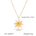 Irregular sun pendant necklace specifications with 45+10cm chain length and 6.3g weight - Irregular Hollow Sun Style (HC-N40377)