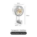 Transparent suction cup hook with gold bow design, 58x100mm vacuum wall mount hanger - Gold Bowknot / Clear
