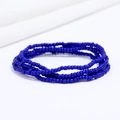 Detail of multi-layer handmade blue beaded waist chain with vibrant glass seed beads - #34(Bright Blue)