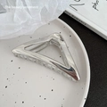 Polished silver large triangular metal hair claw clip for women with shiny mirror finish - 22# Triangle Style Silver