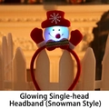 Glowing Christmas snowman headband with LED lights and snowflake patterned red hat - LED Single (Snowman)