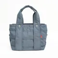 Mist blue quilted nylon tote bag with padded texture and silver rivet accents - Medium / Light Blue