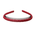 Classic red satin headband with anti-slip inner teeth for women and girls - 127 Solid-Red