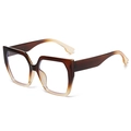 Retro oversized square sunglasses in brown gradient finish and polished frame - Gradient Tea Frame Anti-Blue Light Clear Lens