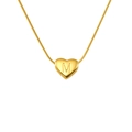 Gold plated stainless steel heart necklace with letter M engraving on snake chain - Letter M (Snake Chain)