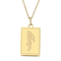 Collier en acier inoxydable plaqué or 18 carats avec pendentif signe Verseau - Verseau