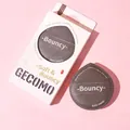 Taupe droplet-shaped Rubycell makeup puff set with original packaging on pink background - Soft Puff (Elastic Q / Brown)