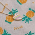 Rainbow enamel heart pendant necklace in gold-plated copper with clear crystal accent - Rainbow Stripe Style / Gold/Rainbow Stripes/Rhinestone