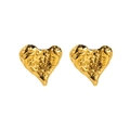 Golden heart-shaped stud earrings with vintage pleated texture for minimalist style - Wrinkled Texture Vintage Gold Heart Stud Earrings (ZE0512)