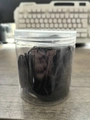 Jar of small black elastic hair bands for babies, no-damage ties in a clear container - 100Pcs Threaded Canned Black