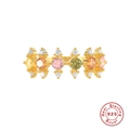 Detailansicht S925 Sterlingsilber Ring in Gold mit bunten Edelsteinen im Kronendesign - US 7 / Regenbogen Bunt Zirkon