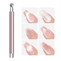 Roze metalen cat eye nagelmagneet tool met zes verschillende lichteffect demonstraties - Dubbelzijdige Magneetstick 03 / Roségoud