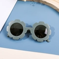 Kids flower-shaped sunglasses in sage green finish with dark protective lenses - Bean Green (Green Frame Tea Lenses)