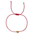 Verstelbare rode gevlochten armband met een gepolijste gouden hartvormige bedel - Gouden Hart Rood Touw Minimalistisch(QT-B23120910B)