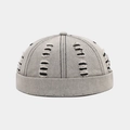 Gorro docker gris sin ala con detalles rotos vintage en lona de algodón resistente - Ajustable / Negro