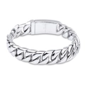 Poliertes 12mm Panzerkettenarmband aus Edelstahl in Silber mit quadratischem Verschluss - 20cm / Stahl Glatt