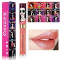 Macro shot of shimmering waterproof lip gloss in shade 04 with glitter finish - Color 04-Orange Pink Shimmer