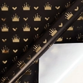 Premium black gift wrapping paper with metallic gold heart and crown patterns - Valentine's Series-Hot Stamping Crown / 43cm Width x 3m Length
