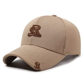 Berretto da baseball kaki in twill con ricamo SR marrone e visiera curva rigida - Beige Scuro