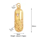 Gold plated creative capsule jewelry pendant with white zircon and relief patterns - Gold-Textured Capsule