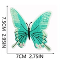 Detailed butterfly embroidery patch in cyan and pink, measuring 7.5cm by 7cm - Cyan Green Butterfly (C19HD-125-01)
