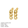 Punkig-goldene Edelstahl-Ohrringe im Cuban-Chain-Stil für Damen, Länge 25 mm, 14K vergoldet - Gold