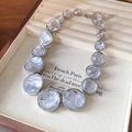 Collar plateado ajustable con piedras redondas de resina efecto hielo agrietado - Plateado Piedra Agrietada (16#)