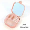 Portagioie rosa portatile con specchio integrato e scomparti per anelli e collane - Con specchio / Rosa