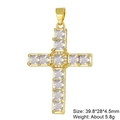 Detailed view of gold cross pendant with cubic zirconia and size dimensions info - Style 45/Gold Clear Square Stone/39.8*28*4.5mm