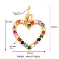 Gold plated heart pendant with colorful zircon stones and 16x12mm size details - Coloured Zircon Heart / Gold