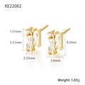 S925 sterling silver geometric stud earrings with rectangular cubic zirconia stones - Gold White Zircon