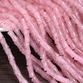 Pink bamboo-shaped glass beads with gold line patterns for DIY jewelry making - 6x12mm Marbled Brushed Lines Pink (1Pc)