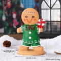 Christmas Gingerbread Boy Figurine with Lollipop, Cute Resin Holiday Decor, 16cm Height - Resin / Gingerbread Boy - Lollipop - Large - Kraft Box (7142H-0203)