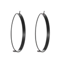 Minimalist matte black large hoop earrings with flat surface design for women - Matte Black
